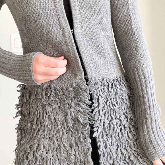 Vintage Gray Fuzzy Sweater Coat by Twg (Size S) - Picture 4 of 7